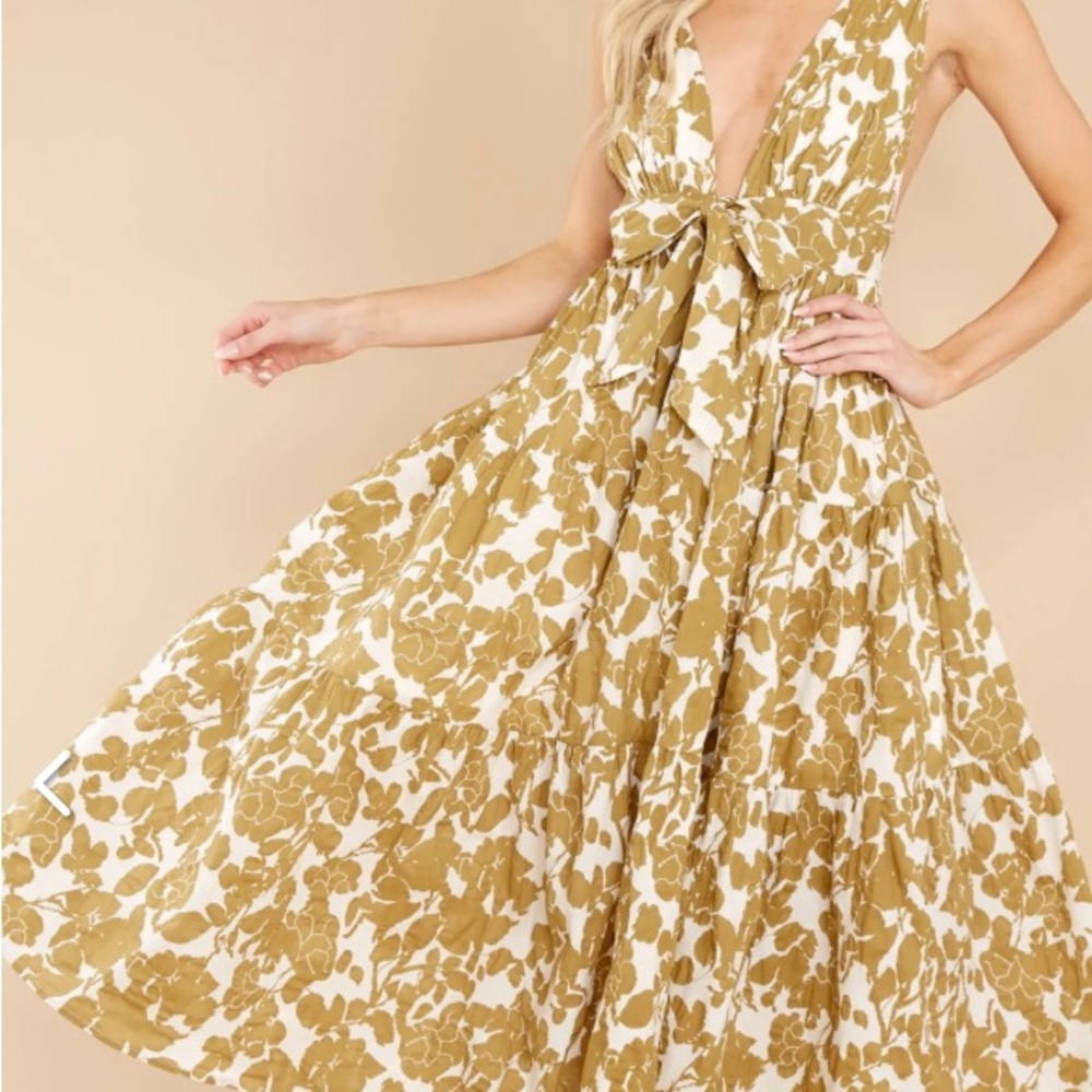 Ivory and tan dress